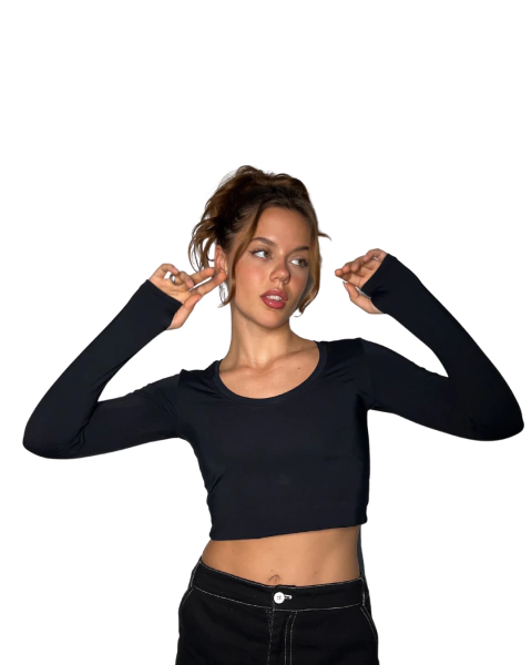 CROPPED ESSENCIAL MANGA LONGA