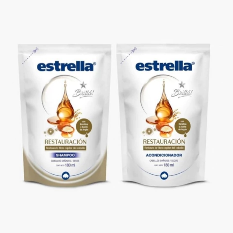Shampo/Acondicionador Estrella Restauración Doy Pack 180ml.