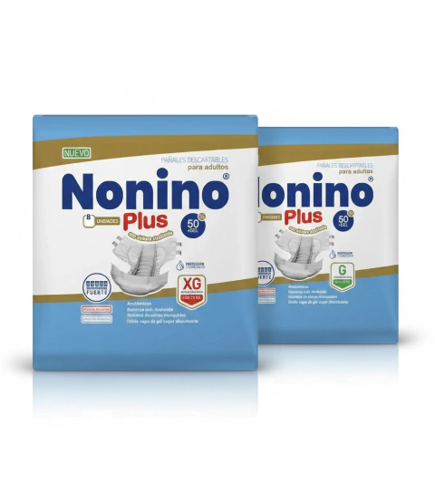 Pañal Nonino Plus elastizado. G/XG ×16 unid.