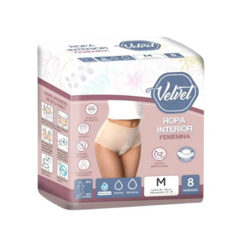 Ropa interior Velvet Fem. M al XG ×8 unid.