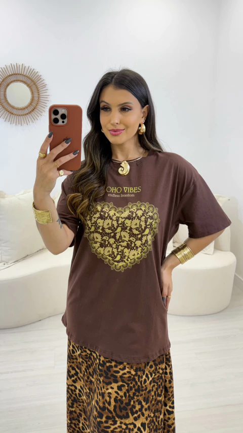 Camiseta Oversized em Algodão - Boho Vibes - comprar online
