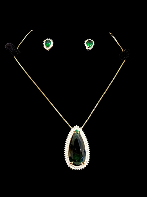 CONJUNTO SEMIJOIA VERDE REDONDO - comprar online