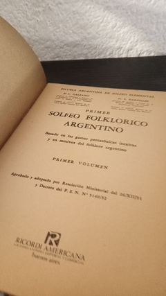 Solfeo Folklorico Arg. 1 (usado) - Galeano - Bareilles - comprar online