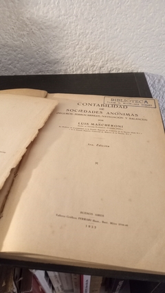 Contabilidad de sociedades anonimas (usado, una hoja despegada) - Luis Mascheroni - comprar online