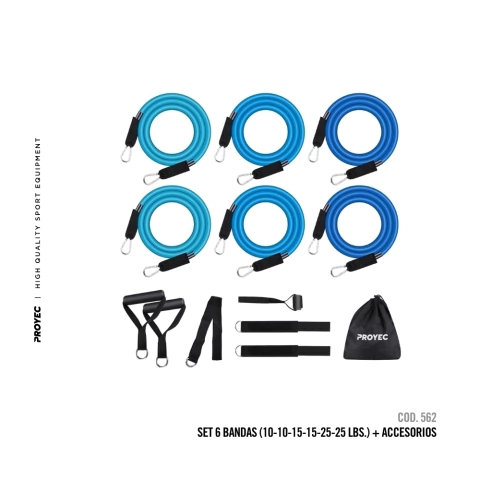 Set de 6 Bandas elasticas + accesorios Proyec - comprar online
