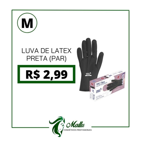 PAR LUVA LATEX PRETA M TPE FLEX