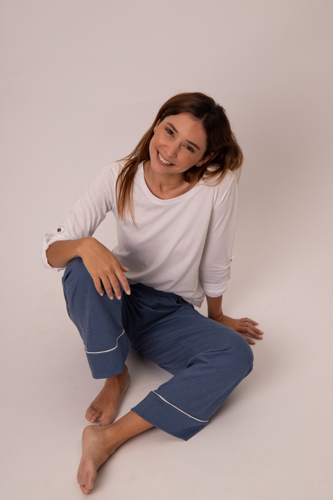 Pantalón palazo Harper azulino