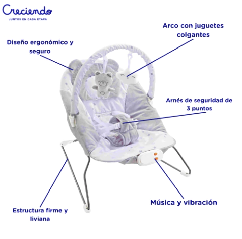 Silla Mecedora De Bebé Mega Baby Bouncer Plush Con Música Y Vibración