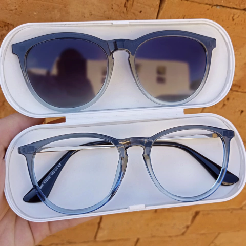 95659 - ÓCULOS CLIP-ON POLARIZADO JAQUELINE CINZA COM AZUL