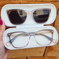 6569 - ÓCULOS CLIP-ON ELISA MARROM COM DEGRADE CINZA