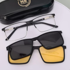 SH3380 - OCULOS CLIP- ON HEBERT PRETO COM PRATA