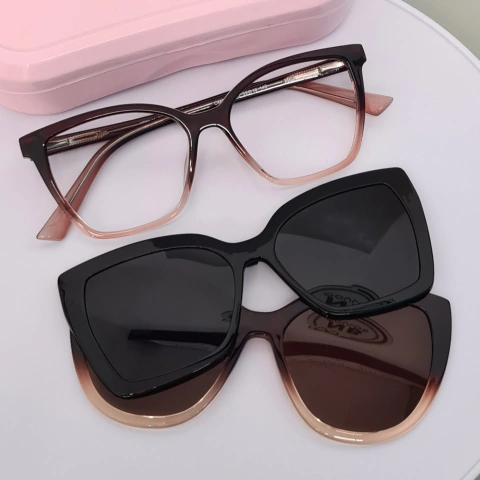 OM8715- ÓCULOS CLIP-ON TAINARA MARROM COM DEGRADE