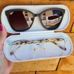 LQ5057 - ÓCULOS CLIP-ON BEATRICE DOURADO COM DETALHES