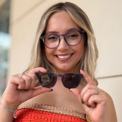 PZ10079 - ÓCULOS CLIP-ON NÁDIA AZUL COM DETALHES