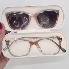 LQ 96035 - ÓCULOS CLIP-ON MARIE CINZA COM NUDE - NB Óculos