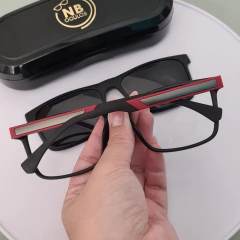 T65123 - OCULOS CLIP-ON MATHEUS PRETO COM VERMELHO - NB Óculos