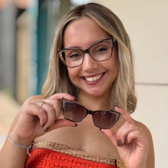 7701 - ÓCULOS CLIP-ON FELIPA MARROM COM DETALHES