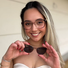 6509 - OCULOS CLIP-ON VITÓRIA MARROM COM DEGRADE - NB Óculos