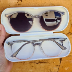 LQC0273 - OCULOS CLIP-ON EUDORA CINZA COM DEGRADE ROSA na internet