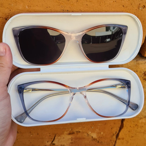 6509 - OCULOS CLIP-ON VITÓRIA AZUL COM LARANJA - comprar online