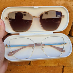 LQC0247 - OCULOS CLIP-ON MANUELA DOURADO COM NUDE - comprar online