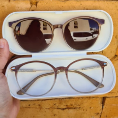 LQC0273 - OCULOS CLIP-ON EUDORA MARROM COM DEGRADE CINZA - comprar online