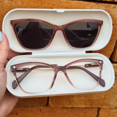 6587 - OCULOS CLIP-ON CLARA MARROM TRANSLUCIDO - NB Óculos