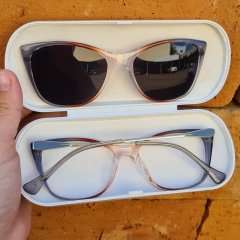 6509 - OCULOS CLIP-ON VITÓRIA AZUL COM LARANJA na internet