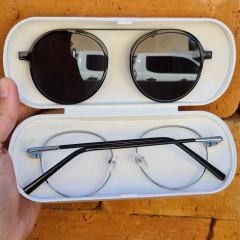 S8006 - OCULOS CLIP-ON CRIS PRETO COM PRATA na internet