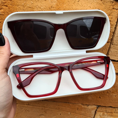 BC8102 - OCULOS CLIP-ON ISABEL VERMELHO TRANSLUCIDO - comprar online