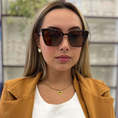 NT8083 - OCULOS CLIP-ON ÉRIKA DOURADO COM ANIMAL PRINT - NB Óculos