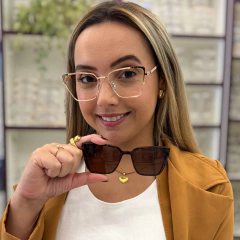 NT8083 - OCULOS CLIP-ON ÉRIKA DOURADO COM ANIMAL PRINT na internet