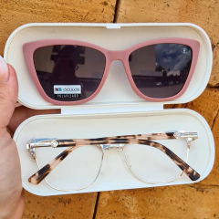 C0223 - OCULOS CLIP-ON ZINNIA DOURADO COM ROSA na internet