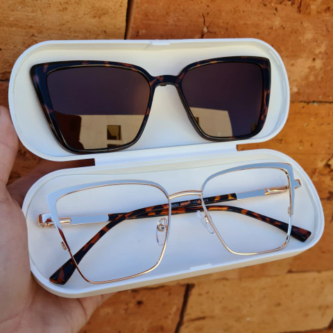 NT8083 - OCULOS CLIP-ON ÉRIKA DOURADO COM ANIMAL PRINT - comprar online