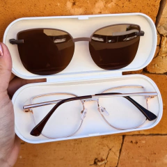 WG8806 - ÓCULOS CLIP-ON NORA DOURADO COM MARROM na internet