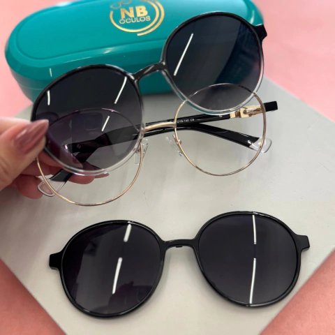 C0228 - ÓCULOS CLIP-ON STONE DOURADO COM PRETO - comprar online