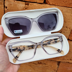 C0262 - OCULOS CLIP-ON DÁLIA CINZA COM ANIMAL PRINT - loja online
