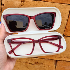 BA1405 - OCULOS CLIP-ON JADE VERMELHO TRANSLUCIDO - NB Óculos