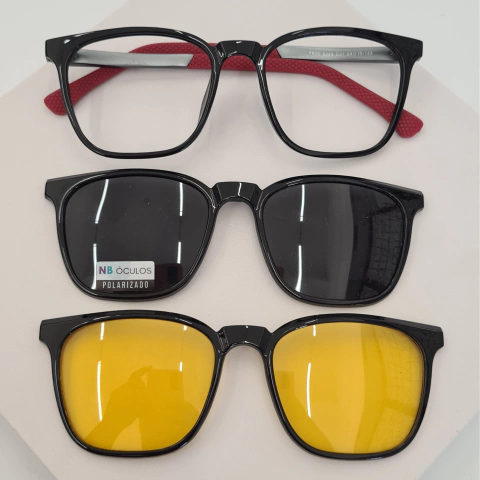 CP0747 - ÓCULOS CLIP-ON DANTE PRETO/VERMELHO