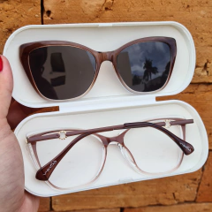 65118 - OCULOS CLIP-ON AGATA MARROM TRANSLUCIDO na internet