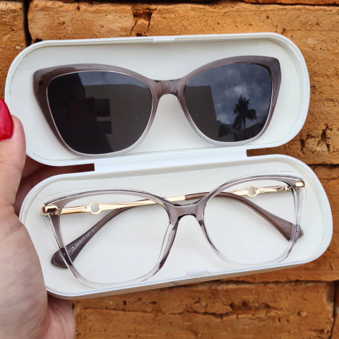 65118 - OCULOS CLIP-ON AGATA CINZA TRANSLUCIDO - comprar online