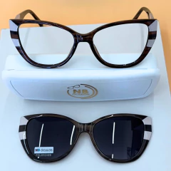 C0230 - ÓCULOS CLIP-ON GARDÊNIA MARROM TRANSLÚCIDO - NB Óculos