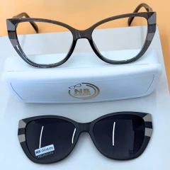 C0230 - ÓCULOS CLIP-ON GARDÊNIA CINZA TRANSLÚCIDO - NB Óculos