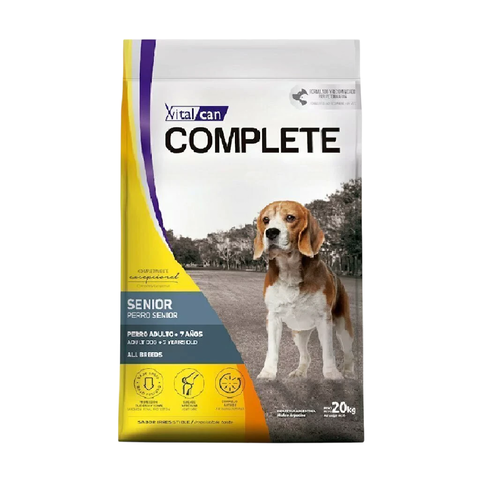 Bolsa de alimento para perros senior de la marca Vitalcan, sabor irresistible, 20 kg. Petshop Lujan