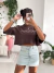 T-shirt Cropped Wanderlust Marrom