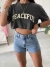 T-shirt Cropped Peaceful Grey - comprar online
