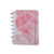 Caderno Diskô Gran Rosa pequeno com capa em design marmorizado rosa e detalhes em dourado.