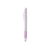 Lapiseira 0,5mm na cor rosa da marca Faber-Castell, com corpo transparente e detalhes em roxo.