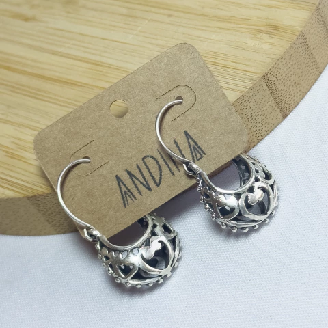brinco prata bali arabesco abaulado / 4 cm - comprar online