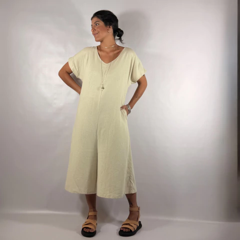 macacão crú / llama / linho e viscose - comprar online